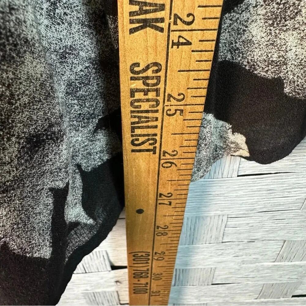 LUCKY BRAND top blouse black & cream floral lung sleeve bohemian peasant hippie - Picture 7 of 9